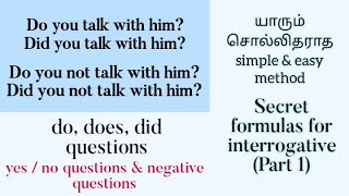 Interrogative sentences  do does did questions in English  Simple present amp past interrogative [upl. by Ggerk]