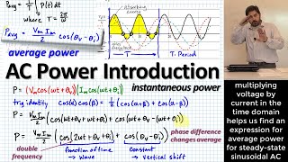 Sinusoidal AC Power Intro Instantaneous amp Average Power Effect of VoltageCurrent Phase Difference [upl. by Rob16]