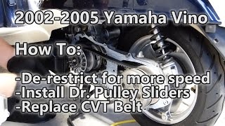 20022005 Yamaha Vino How to derestrict and install Dr Pully Sliders [upl. by Llenrap]