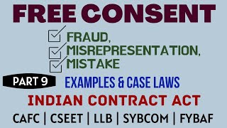 Fraud  Misrepresentation  Mistake  Free Consent  Indian Contract Act  Caselaws  Example [upl. by Valeda717]