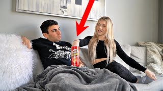 quotPRINGLESquot PRANK ON GIRLFRIEND 😂 [upl. by Wilscam]