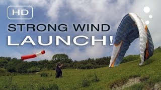 Paraglider Control Strong Wind Launching Simple Depower [upl. by Ettevroc]