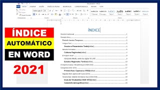 2021 Como hacer un índice automático en Word [upl. by Uird68]