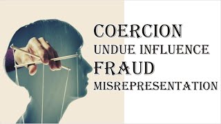 Coercion Undue Influence Fraud Misrepresentation  Indian Contract Act 1872  Law Guru [upl. by Vocaay488]