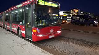 Sweden Stockholm ride with bus 583 from Arlanda Airport Terminal 5 to Märsta Train Station [upl. by Hulton]