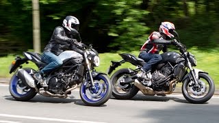 Yamaha MT07 vs Suzuki SV650 Review Motorcycle Road Test [upl. by Seton]