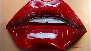 Painting Realistic Cherry Red Lips [upl. by Assehc]