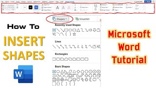 How to Draw Shapes in Microsoft Word Tutorial  Shapes Tool [upl. by Bilac]