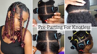 PreParting Jumbo Knotless Box Braids Beginner Friendly Highly Requested [upl. by Leirej257]