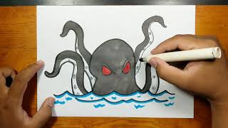 How to draw KRAKEN step by step [upl. by Oalsecnew]