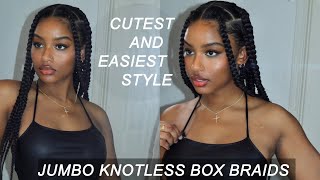 HOW TO SUPER FLAT JUMBO KNOTLESS BOX BRAIDS  EXTREMELY BEGINNER FRIENDLY [upl. by Ahsiena]