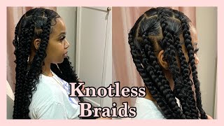 KNOTLESS BOX BRAIDS TUTORIAL  GODDESS BRAIDS [upl. by Best]