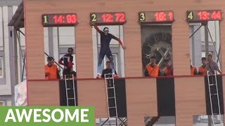 Fastest fireman competition showcases unbelievable speed [upl. by Lenee]