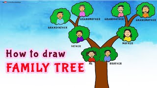 How to draw FAMILY TREE for KIDS  Family Tree chart for school project [upl. by Feld856]