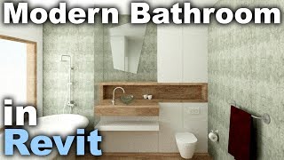 Modern Bathroom Interior Design in Revit Tutorial [upl. by Bathulda]