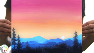 Acrylic Painting Tutorial for Beginners  Easy Sunset Landscape Painting [upl. by Sillyrama]