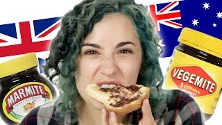 Marmite Vs Vegemite American Taste Test [upl. by Kinson]