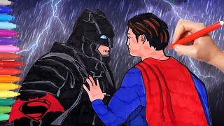 How to Draw and Color Batman Vs Superman  How to Draw Easy Superheroes  Watch and Learn [upl. by Pears]