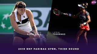 Aryna Sabalenka vs Lesia Tsurenko  2019 BNP Paribas Open Third Round  WTA Highlights [upl. by Jacob42]