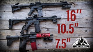 VELOCITY TEST  75quot vs 105quot vs 16quot AR15 [upl. by Abdulla729]