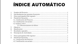 Índice automático en word [upl. by Onaimad]